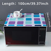1pc Home Fabric Microwave Oven Cover with PVC Material, Non-Food Contact, Smoke Cover Towel with Tape Storage for Kitchen - My Store 2