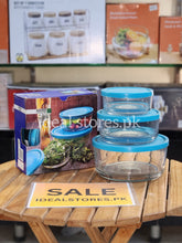 3-Piece Glass Food Storage Container Set with Blue Lids - My Store 2