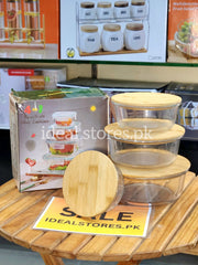 4-Piece Acrylic Storage Jar Set with Beechwood Airtight Lids - My Store 2