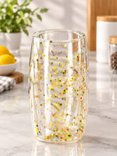 Transparent Double Wall Confetti Glass Tumbler – Colorful Insulated Drinking Cup