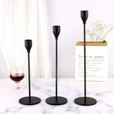 Black Taper Candle Holder - 3PCS Candlestick Holders, Candlesticks Centerpiece Wedding Table Decor, Fit Pillar 3/4" Thick Tapered & Led Candles - My Store 2