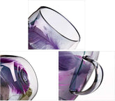 Feather Glass Cups - Glass Tea Cups with Handle, Transparent Coffee Cup for Tea, Latte, Hot Drinks - My Store 2