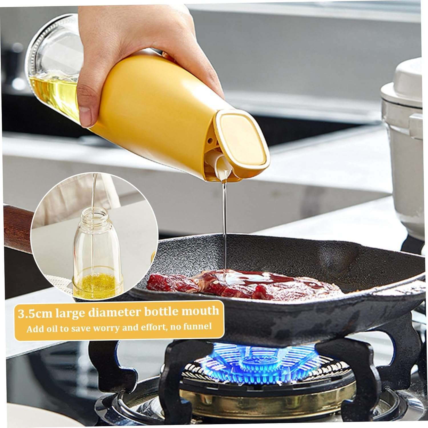 Oil Dispenser Bottle 500ml/17oz Auto Flip Oil Bottle Leakproof Oil Dispenser with Silicone Spout Detachable Washable Filling Soy Sauce Oil Dispenser,Green Home Decoration