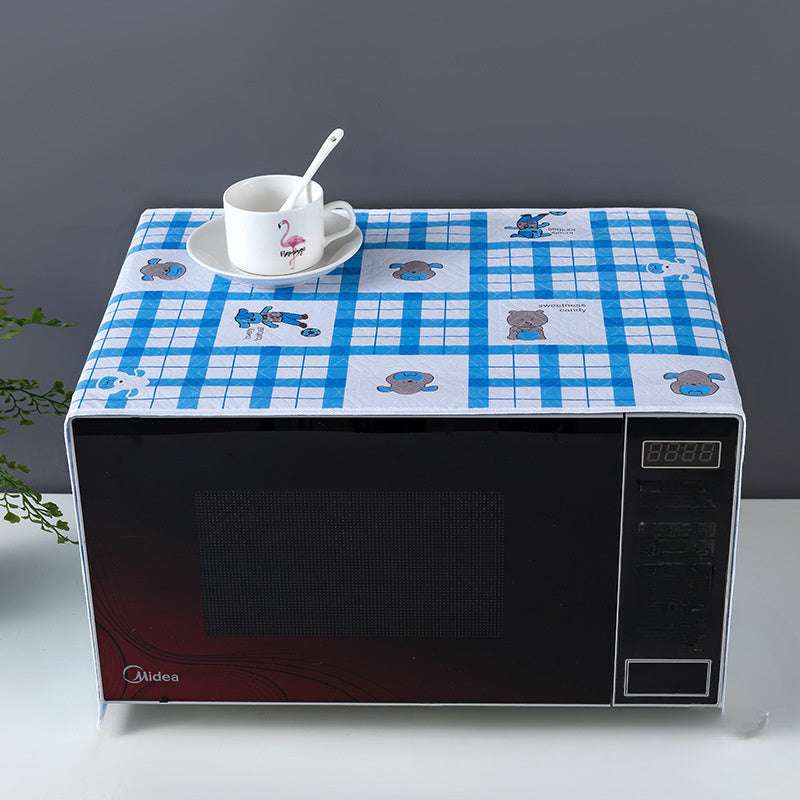 1pc Home Fabric Microwave Oven Cover with PVC Material, Non-Food Contact, Smoke Cover Towel with Tape Storage for Kitchen