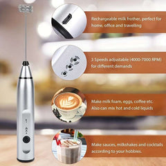 Electric Coffee Mixer – Rechargeable USB Handheld Beater with 3-Speed Adjustable Settings | Perfect for Coffee, Eggs & Blending - IDEALSTORES