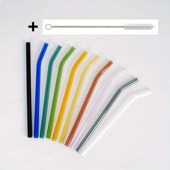 6pcs Reusable Glass Drinking Straws with Cleaning Brush - Perfect for Smoothies, Milkshakes, Tea, Juice & Cocktails