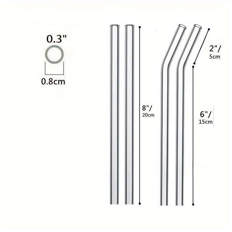 6pcs Reusable Glass Drinking Straws with Cleaning Brush - Perfect for Smoothies, Milkshakes, Tea, Juice & Cocktails - IDEALSTORES