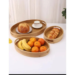 Premium Wooden Serving Tray Set – Elegant & Durable | Set of 3 for Kitchen & Home Use - IDEALSTORES