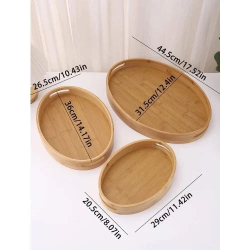 Premium Wooden Serving Tray Set – Elegant & Durable | Set of 3 for Kitchen & Home Use - IDEALSTORES