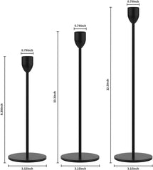 Black Taper Candle Holder - 3PCS Candlestick Holders, Candlesticks Centerpiece Wedding Table Decor, Fit Pillar 3/4" Thick Tapered & Led Candles - IDEALSTORES