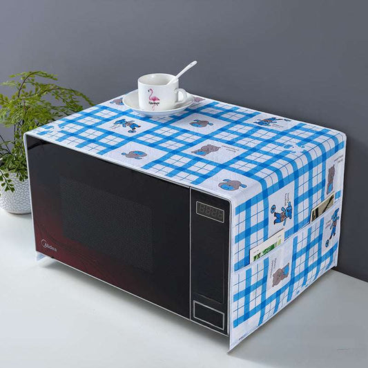 1pc Home Fabric Microwave Oven Cover with PVC Material, Non-Food Contact, Smoke Cover Towel with Tape Storage for Kitchen