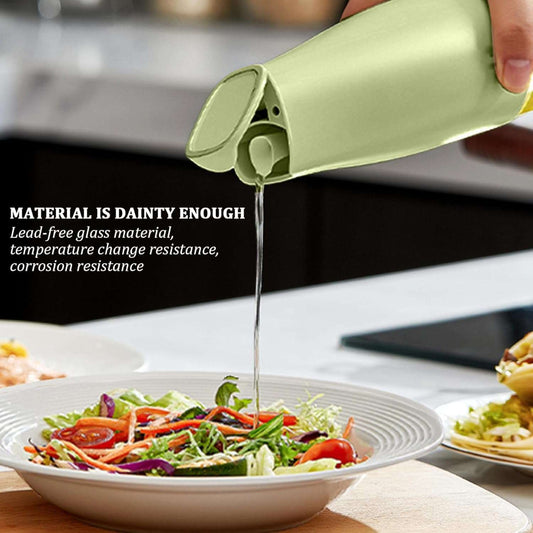 Oil Dispenser Bottle 500ml/17oz Auto Flip Oil Bottle Leakproof Oil Dispenser with Silicone Spout Detachable Washable Filling Soy Sauce Oil Dispenser,Green Home Decoration