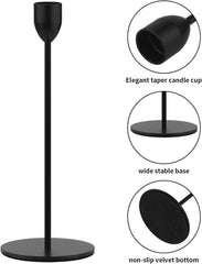 Black Taper Candle Holder - 3PCS Candlestick Holders, Candlesticks Centerpiece Wedding Table Decor, Fit Pillar 3/4" Thick Tapered & Led Candles - IDEALSTORES