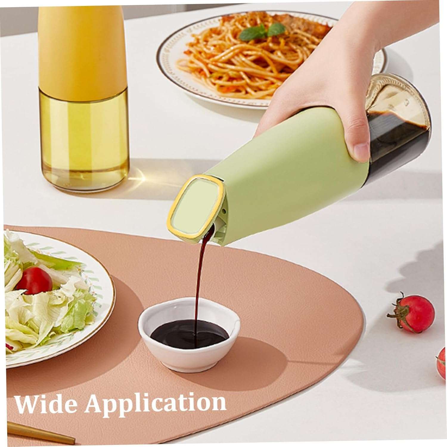 Oil Dispenser Bottle 500ml/17oz Auto Flip Oil Bottle Leakproof Oil Dispenser with Silicone Spout Detachable Washable Filling Soy Sauce Oil Dispenser,Green Home Decoration