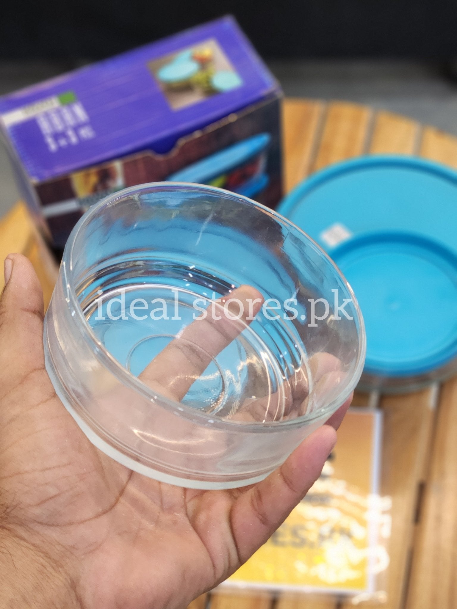 3-Piece Glass Food Storage Container Set with Blue Lids - My Store 2