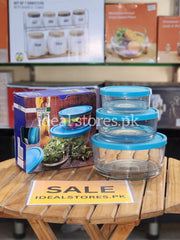 3-Piece Glass Food Storage Container Set with Blue Lids - My Store 2