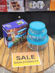 3-Piece Glass Food Storage Container Set with Blue Lids - My Store 2