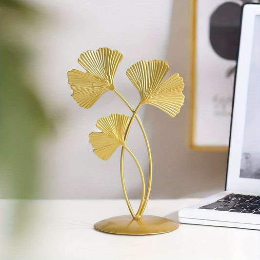 Elegant Golden Ginkgo Leaf Iron Art Decor - Handcrafted Welding, Unique Branch Connection Design for Home & Office Decoration, Versatile for Multiple Room Types