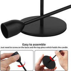Black Taper Candle Holder - 3PCS Candlestick Holders, Candlesticks Centerpiece Wedding Table Decor, Fit Pillar 3/4" Thick Tapered & Led Candles - IDEALSTORES