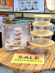 4-Piece Acrylic Storage Jar Set with Beechwood Airtight Lids - My Store 2