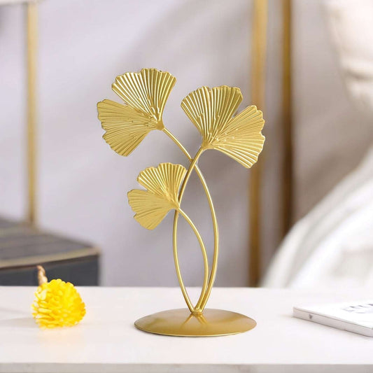Elegant Golden Ginkgo Leaf Iron Art Decor - Handcrafted Welding, Unique Branch Connection Design for Home & Office Decoration, Versatile for Multiple Room Types