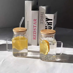 Square Glass Tumbler With Handle - IDEALSTORES