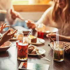 6pcs Reusable Glass Drinking Straws with Cleaning Brush - Perfect for Smoothies, Milkshakes, Tea, Juice & Cocktails