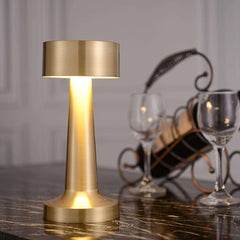 Royal Touch Sensor Table Lamp – Dual Gold Metal Design, Wireless & Portable Night Light with 3 Lighting Modes