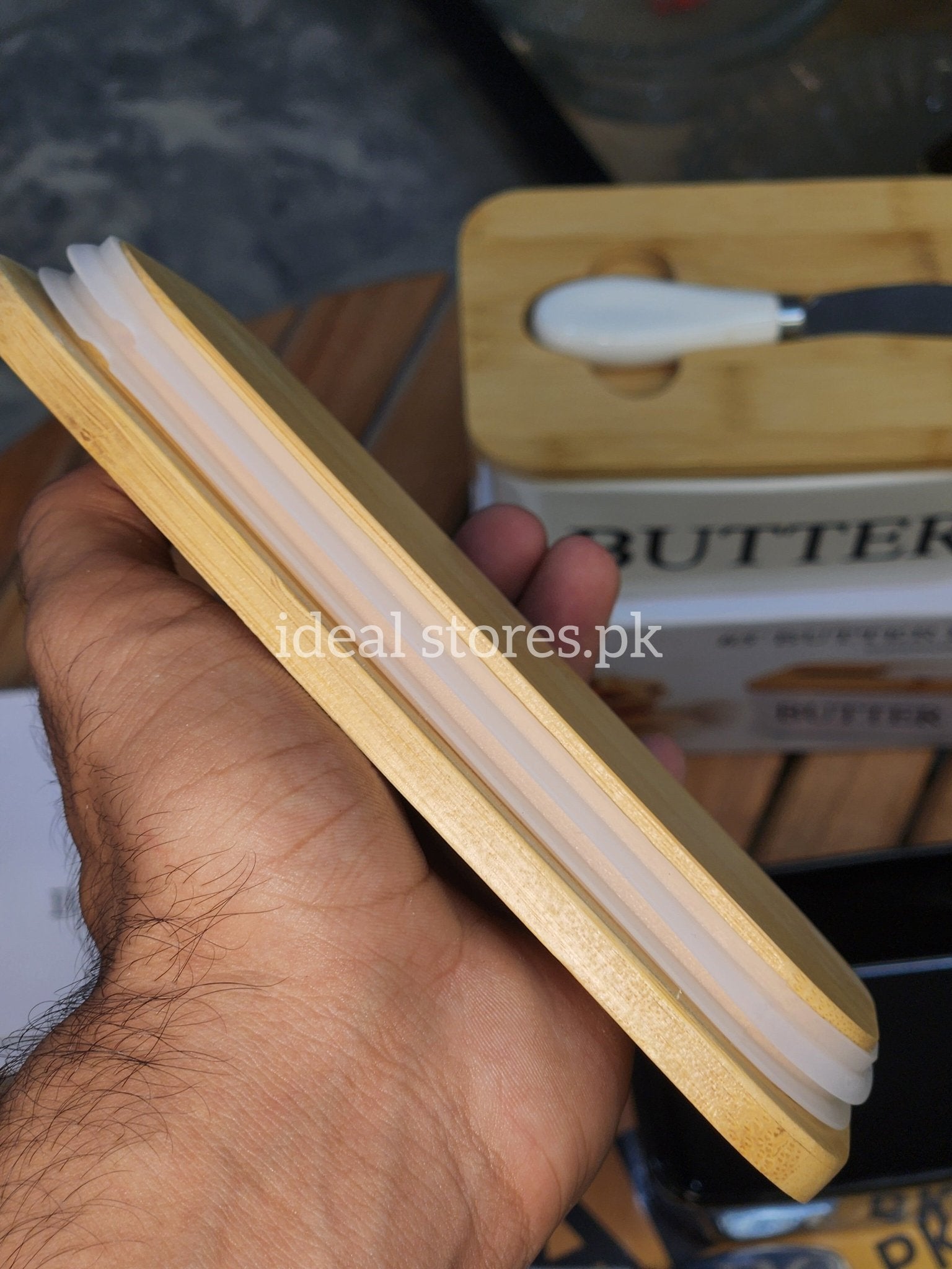 6.5" Ceramic Butter Dish with Bamboo Lid & Knife – Black & White - My Store 2