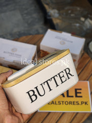 6.5" Ceramic Butter Dish with Bamboo Lid & Knife – Black & White - My Store 2