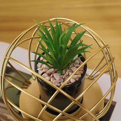 Metal Port Stand with Cactus Plant-Metallic home decor - IDEALSTORES