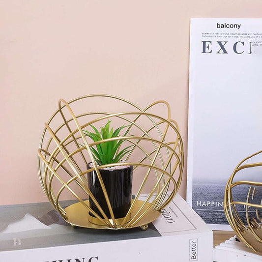 Metal Port Stand with Cactus Plant-Metallic home decor - IDEALSTORES