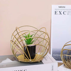 Metal Port Stand with Cactus Plant-Metallic home decor - IDEALSTORES