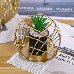 Metal Port Stand with Cactus Plant-Metallic home decor - IDEALSTORES