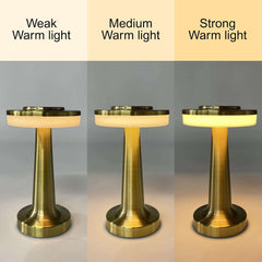 Premium Gold Cordless LED Table Lamp – Rechargeable Brass Finish Touch Lamp with 3 Brightness Levels