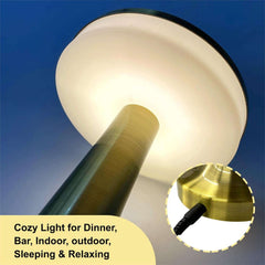 Premium Gold Cordless LED Table Lamp – Rechargeable Brass Finish Touch Lamp with 3 Brightness Levels