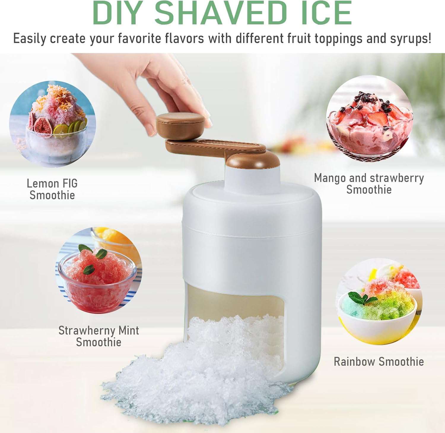 Manual Ice Crusher | Smoothies & Shaved Ice Machine | Portable Ice Breaker - IDEALSTORES
