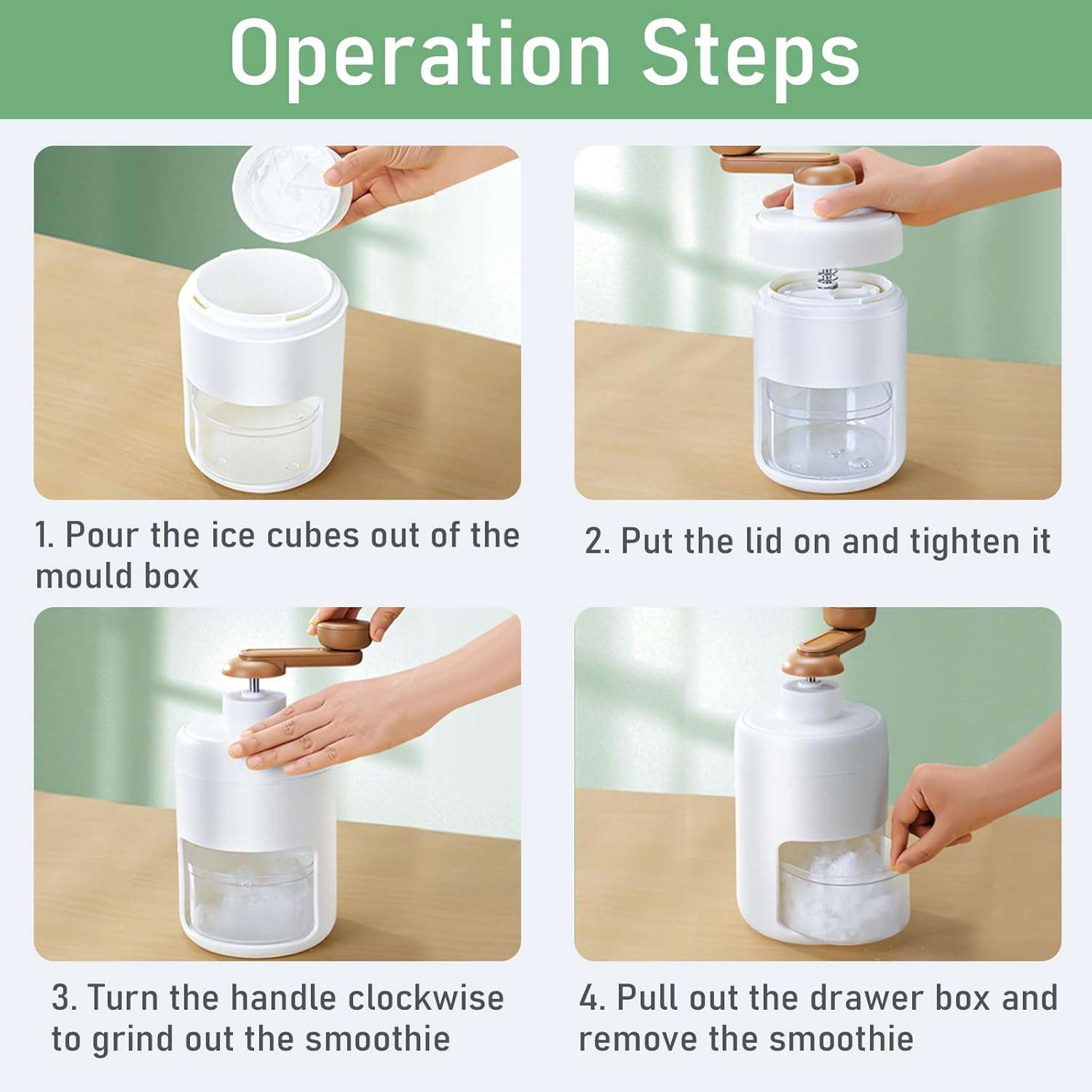 Manual Ice Crusher | Smoothies & Shaved Ice Machine | Portable Ice Breaker - IDEALSTORES
