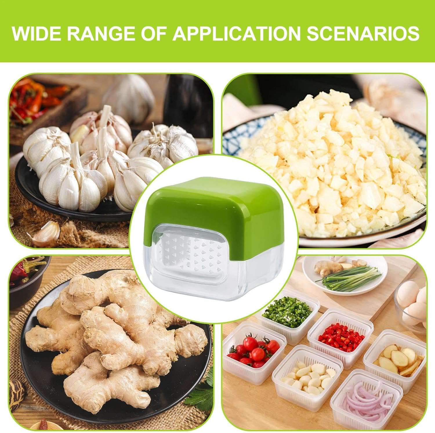 Garlic Grinder aid Press Box, ABS Plastic Stainless Steel Garlic Chopper Crusher Garlic Mincer Ginger Presser - IDEALSTORES