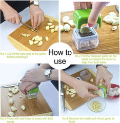 Garlic Grinder aid Press Box, ABS Plastic Stainless Steel Garlic Chopper Crusher Garlic Mincer Ginger Presser - IDEALSTORES