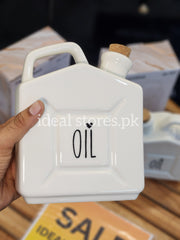 Ceramic Oil Dispenser Bottle with Handle & Cork Lid – Kitchen Oil Storage Jar