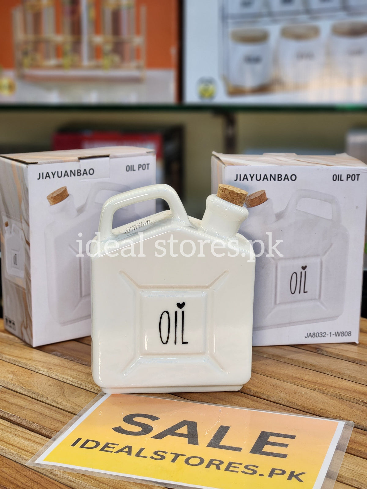 Ceramic Oil Dispenser Bottle with Handle & Cork Lid – Kitchen Oil Storage Jar