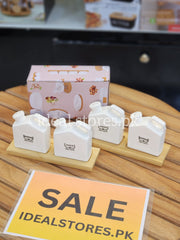 2-Piece Ceramic Salt & Pepper Shaker Set with Wooden Stand
