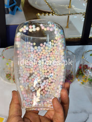 Transparent Double Wall Confetti Glass Tumbler – Colorful Insulated Drinking Cup
