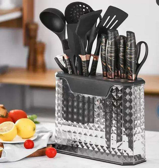 16 Pcs Silicone Cooking Kitchen Utensils Set Black - IDEALSTORES
