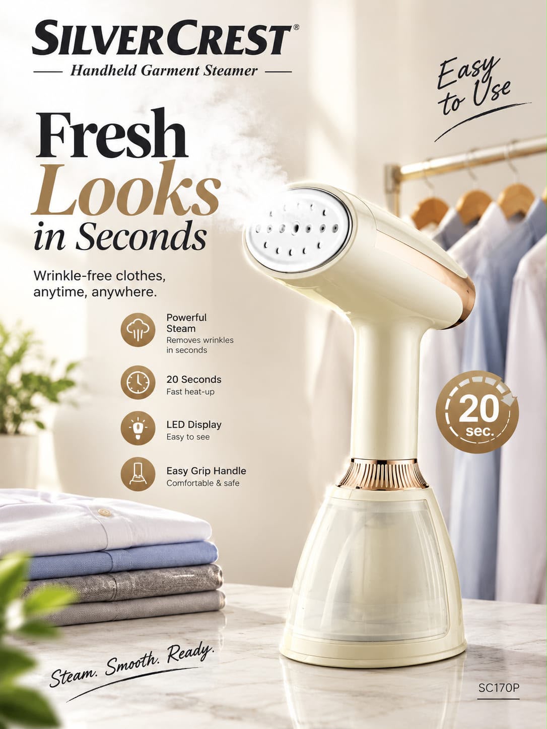 SilverCrest Handheld Garment Steamer – Portable Clothes Steamer