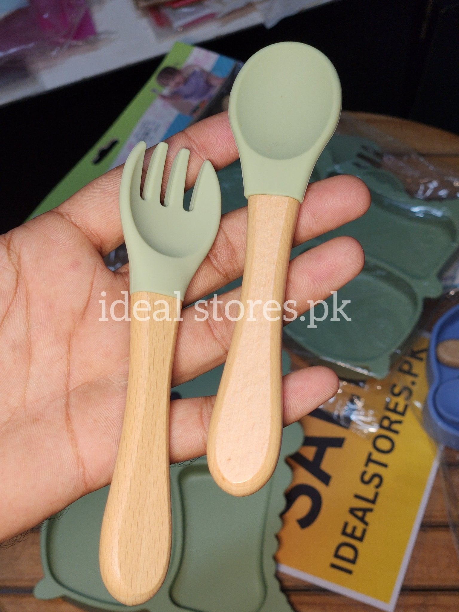 Baby Feeding Sitting Set – Silicone Suction Plate with Spoon & Fork | Divided Baby Feeding Tray | BPA-Free - My Store 2