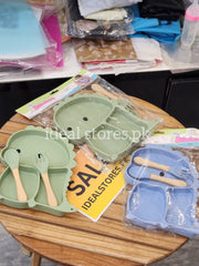 Baby Feeding Sitting Set – Silicone Suction Plate with Spoon & Fork | Divided Baby Feeding Tray | BPA-Free - My Store 2