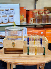 Bamboo Wooden Beverage Dispenser with Glasses – Premium Serving Set - My Store 2