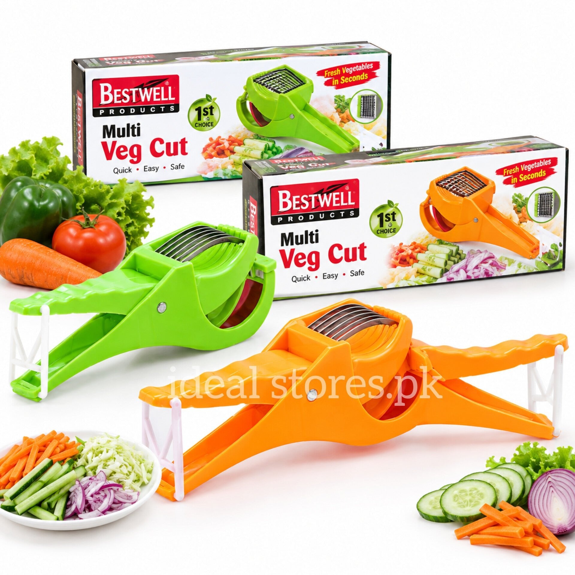 Bestwell Multi-Purpose Vegetable Cutter & Slicer – Manual Vegetable Chopper with Sharp Stainless Steel Blades - My Store 2